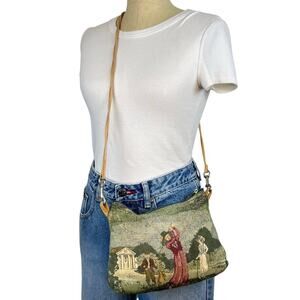 Vintage Woman Golfing Golf Tapestry Crossbody Shoulder Bag Mini Purse